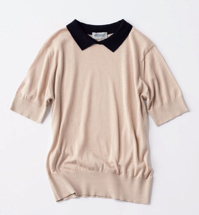 ジョンスメドレーの名品 衿付きバイカラーニット