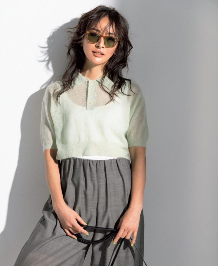 オーラリー キッドモヘア素材 シアーポロニット