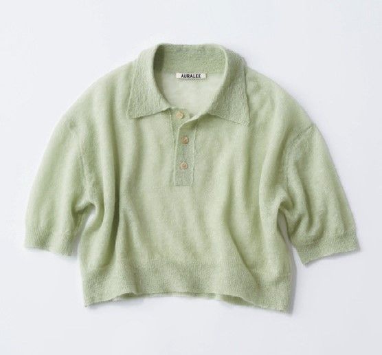 AURALEE シアーポロニット ライトグリーン