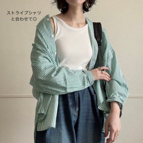 ジーユー_ブラフィールクロップドアメリカンスリーブタンクトップ_3