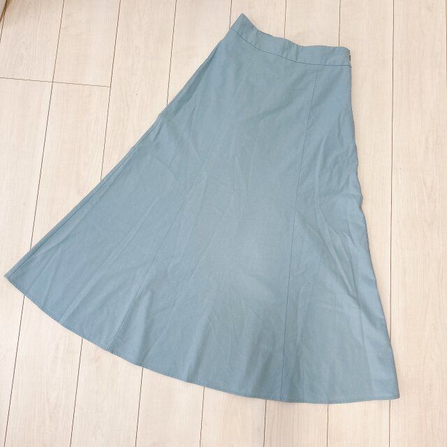 GUリネンブレンドフレアロングスカート