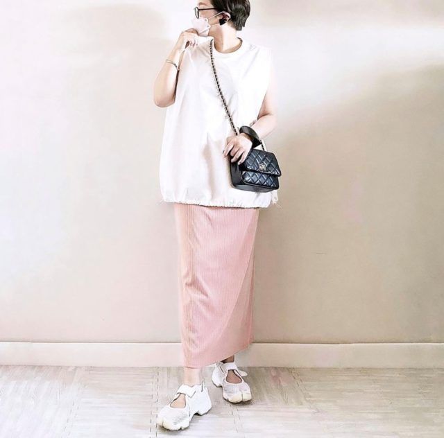 リブナロースリットロングスカート