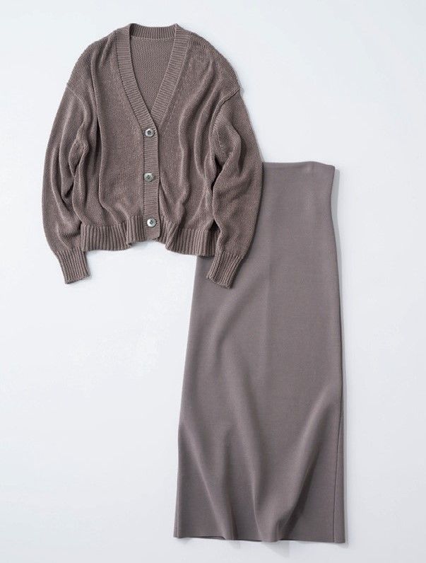 カオス シルクコン カーディガンとニットスカート