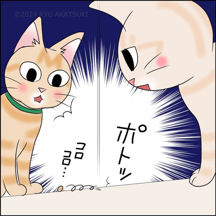 猫の瞬発力について描いた漫画のカット（RYU AKATSUKIさん提供）