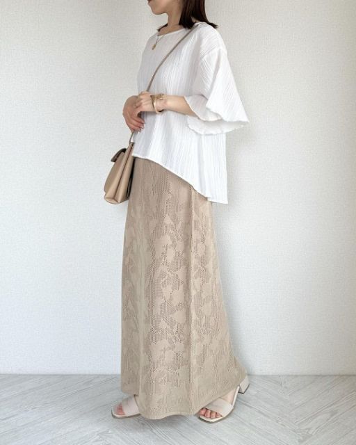 TS*ハナメッシュスカートを着用したコーデ