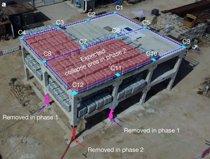 赤いエリアが倒壊で切り離される部分（いわゆる尻尾）