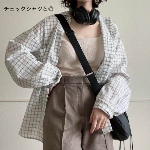 ジーユー_ブラフィールクロップドワッフルスクエアネックタンクトップ_2