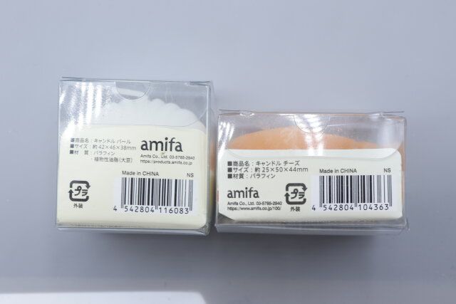 セリアのキャンドル パールとキャンドル チーズのJAN