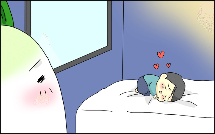 ふかふかのベッドに大喜びの息子