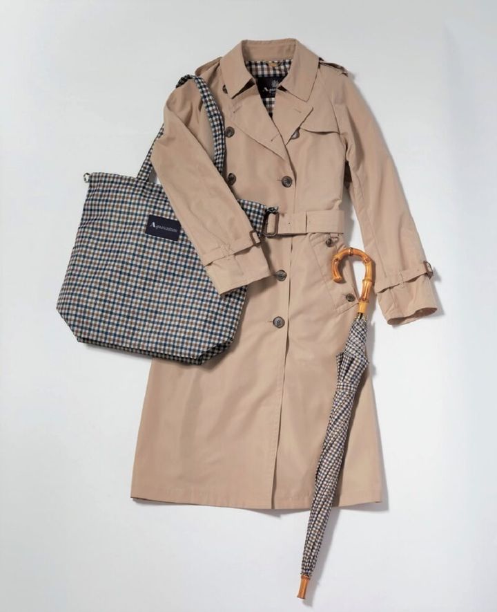 アクアスキュータムのクラブチェック柄の傘と付録バッグ