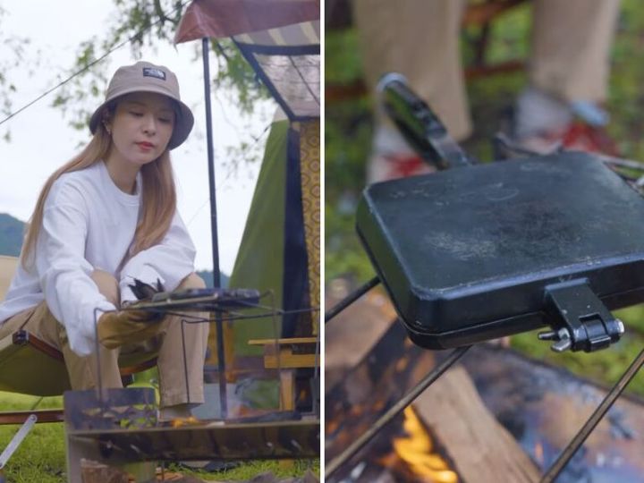 【超時短キャンプ飯】切って焼くだけのホットサンドが朝食に便利すぎた！