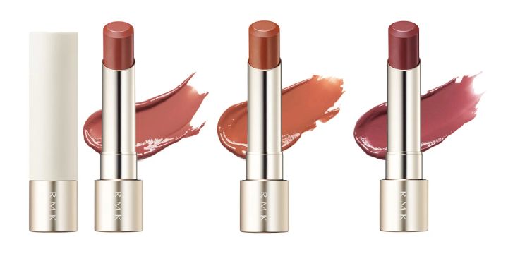 2024年夏新色リップ_RMK デューイーメルト リップカラー 10／EX-01／EX-02