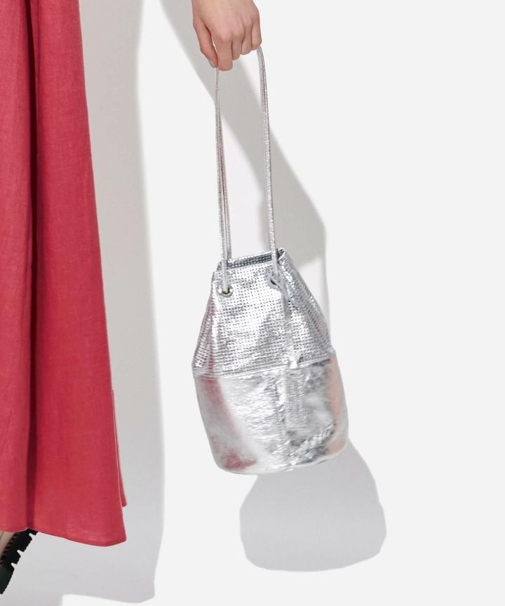 画像: 「レザーコンビ巾着バッグ」[縦27×横19×マチ16.5cm]￥38,500【マルコマージ】 出典：パリゴ