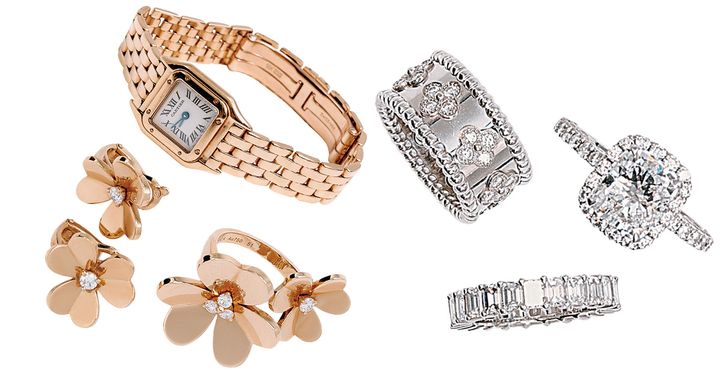 カルティエの腕時計,ヴァンクリーフ＆アンペールのフリヴォル,ピアス,リング,ペルレクローバー,グラフのエタニティリング