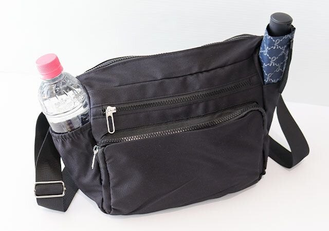 ショルダーバッグ サイドポケット ボトルホルダー