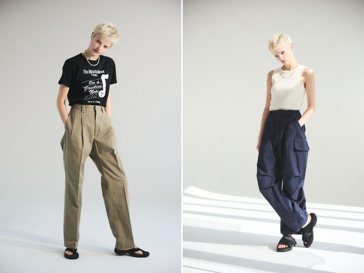画像: ともに【オブラダ】2024年春夏コレクションのルック。ポケットのみならず、脚が長く見えるシルエットにも注目。 出典：シンチ