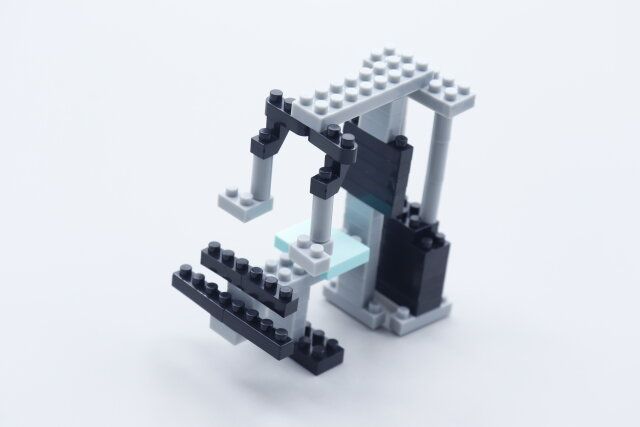 セリアのキッズブロック トレーニングマシン バタフライマシンの完成図