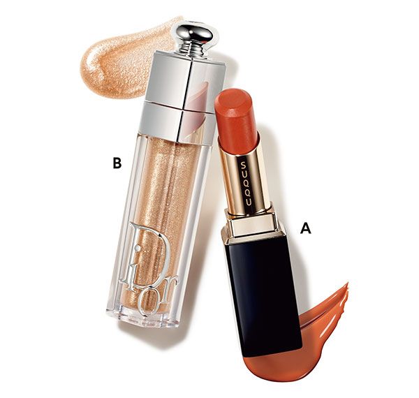 【A】SUQQU モイスチャー グレイズ リップスティック【B】DIOR アディクト リップ マキシマイザー