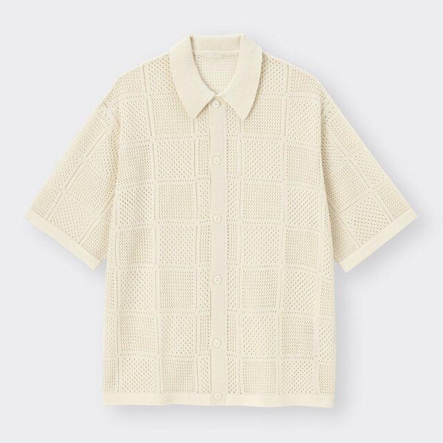 GU ウォッシャブルメッシュニットシャツ