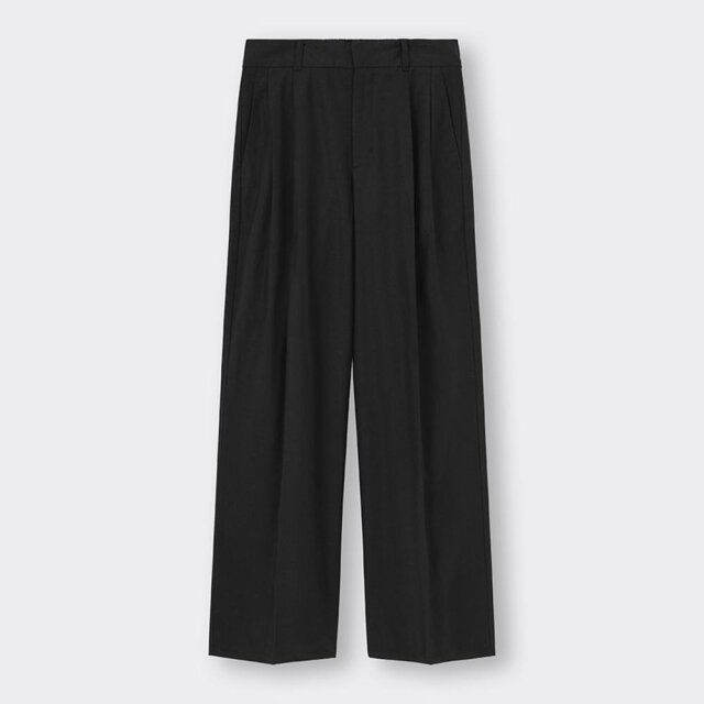 GU リネンブレンドタックワイドパンツ