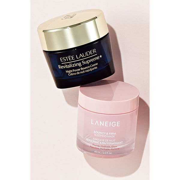 【上】エスティ ローダー シュープリーム プラス ナイト バウンス クリーム【下】ラネージュ バウンシースリーピングマスク
