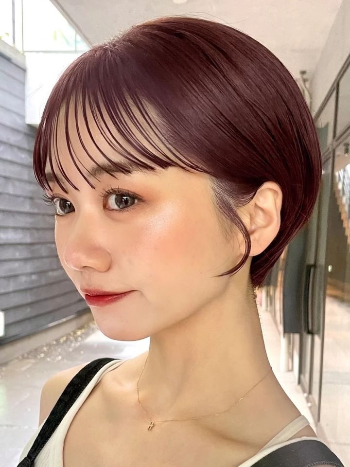 ショート ヘア 髪型 ヘアスタイル 前髪あり ヘアカラー