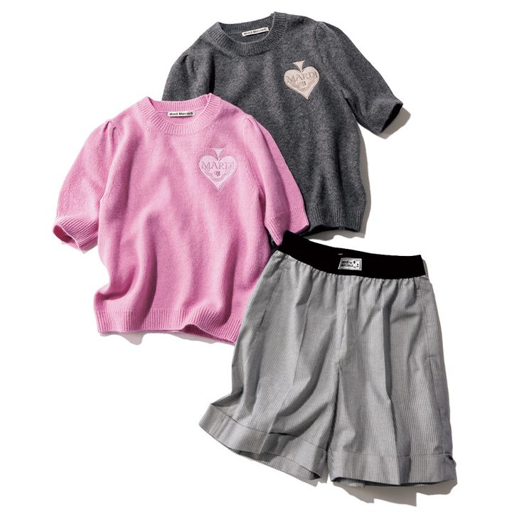 マルディ メクルディのニットとショートパンツ