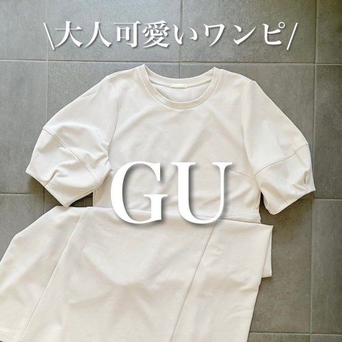 ジーユー_ランタンスリーブワンピース_1