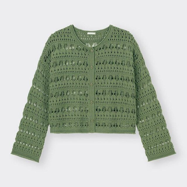 GUの値下げ透かし編みカーディガン