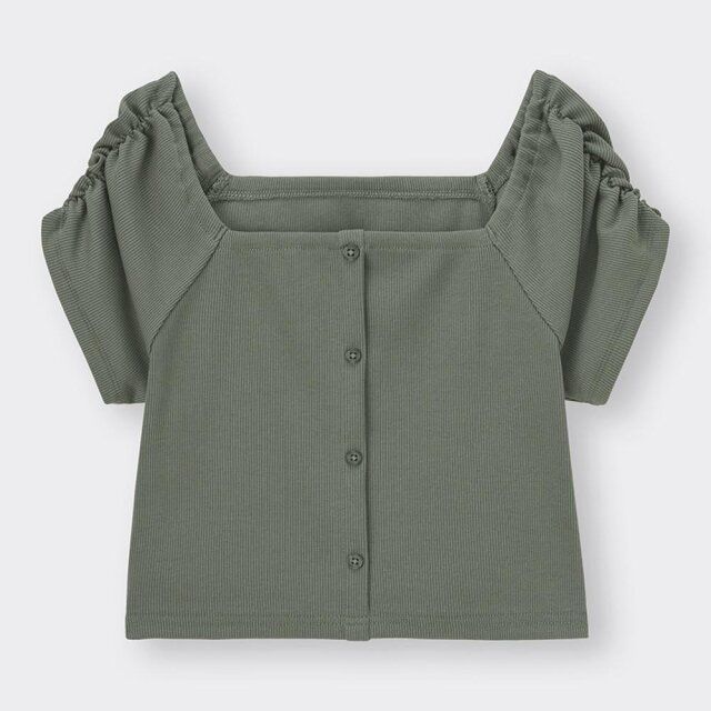 GU フロントボタンオフショルダーT