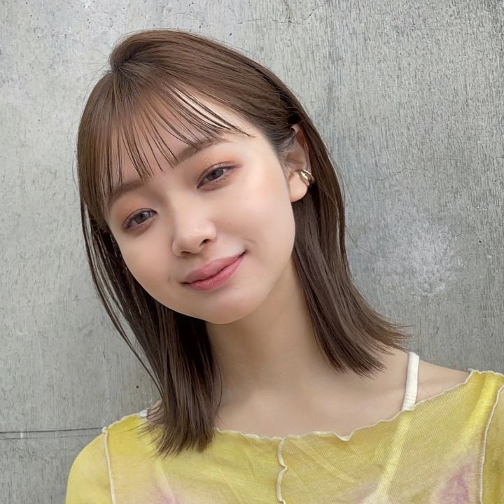 ロブ ヘア 髪型 ヘアスタイル 大人 前髪あり