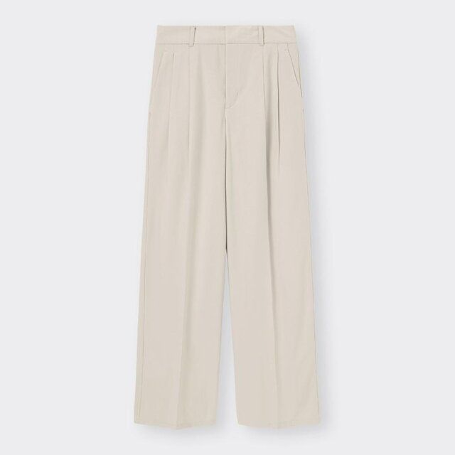 GUの値下げリネンブレンドタックワイドパンツ