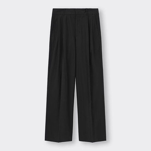 GUリネンブレンドタックワイドパンツ