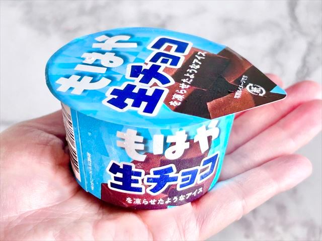 手にのせた「もはや生チョコを凍らせたようなアイス」