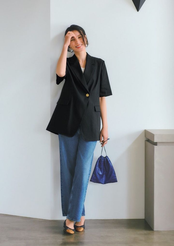 半袖ジャケットのコーディネイト 40代ファッション