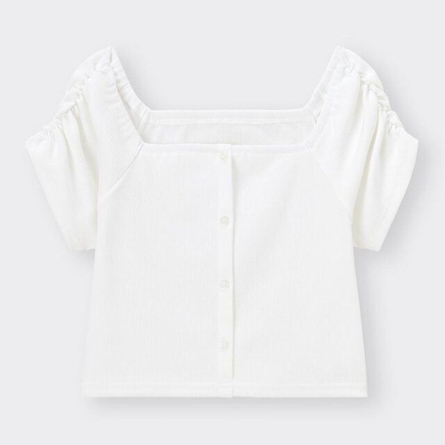 GU フロントボタンオフショルダーT