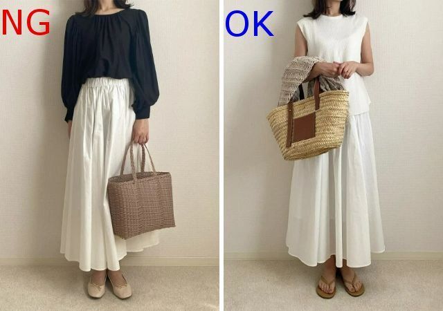 夏の白スカートNGコーデOKコーデ