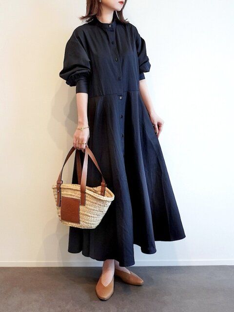 シャツワンピースのコーデ1