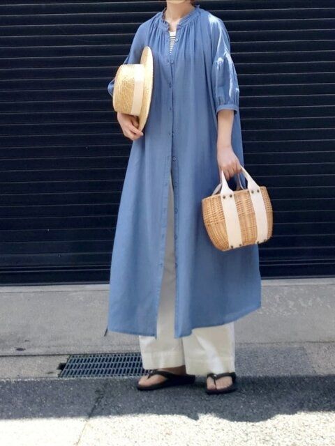 シャツワンピースのコーデ4