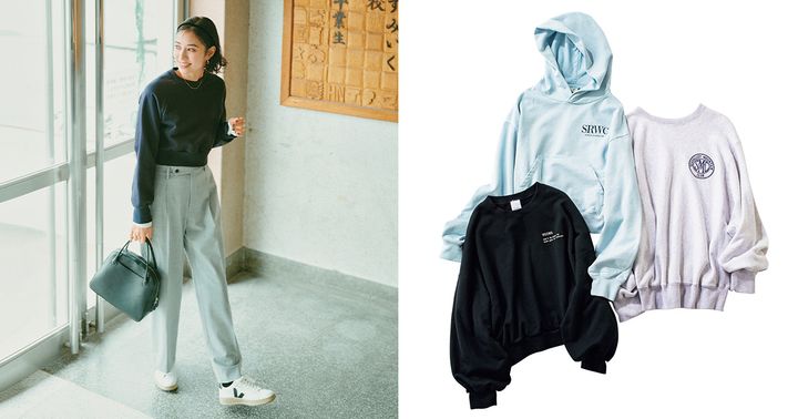 スウェットコーデ,ロゴスウェット,岡本あずさ