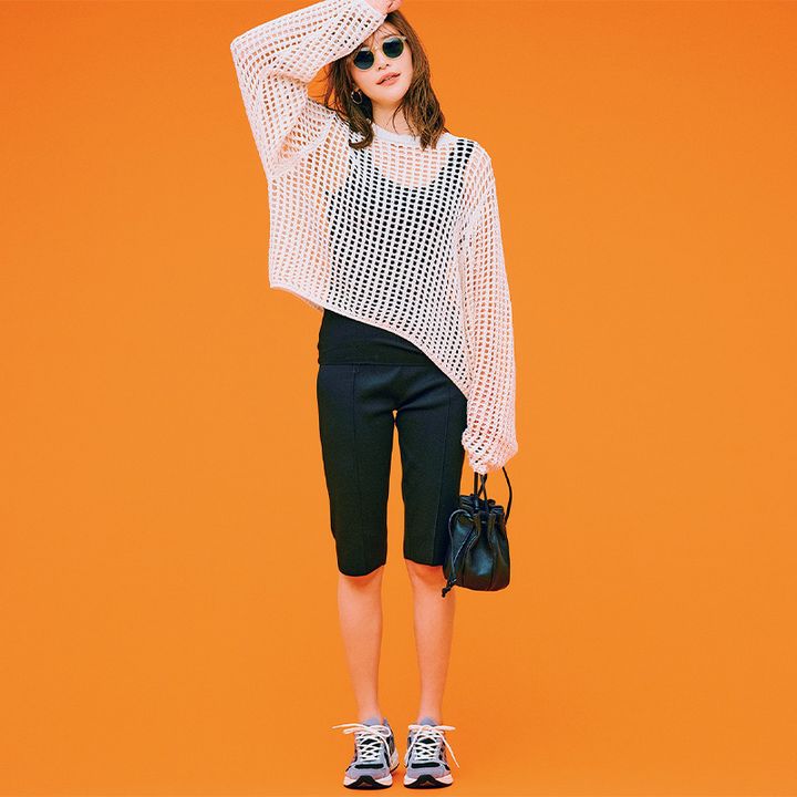 咲和希,メッシュニット,サマーニット,夏コーデ,ニット,トップス