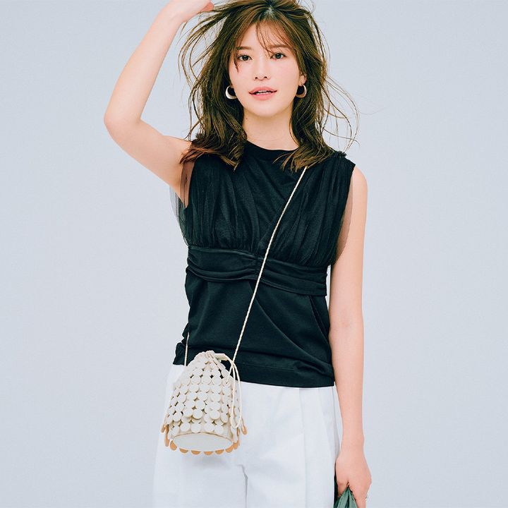 咲和希,チュール,トップス,レイヤード,夏コーデ