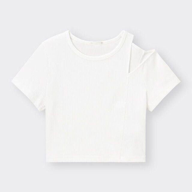 GUレディース990円ショルダーカットアウトT