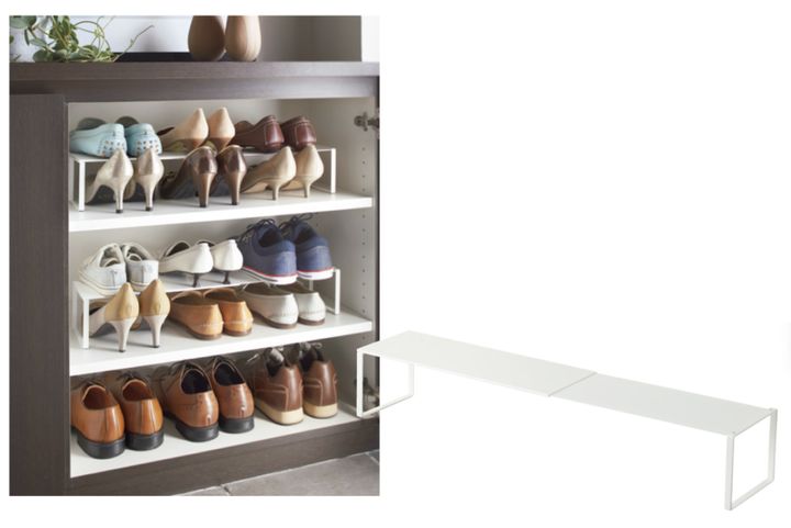 下駄箱中 伸縮シューズラック フレーム［W34～60×H10×D12cm］￥2,310／山崎実業