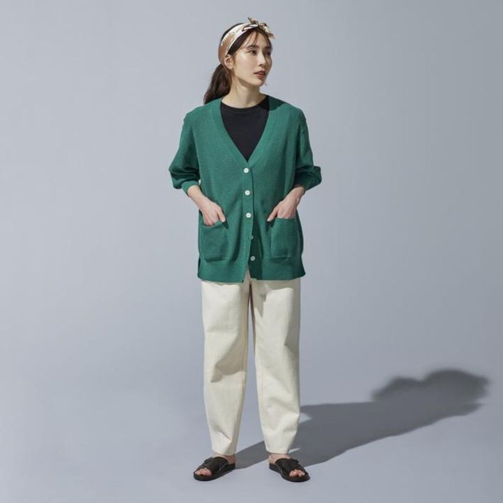 画像: 【FOUND GOOD】「マシンウォッシャブル UVメッシュミドル丈カーディガン」（グリーン、ブラック、ホワイト、グレー、ブルー、イエロー）￥3,850（税込）