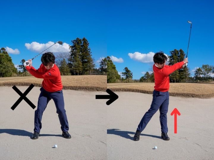 “バンカー脱出”するために絶対覚えるべきポイント3つ！「ヒザの高さを保つと…」