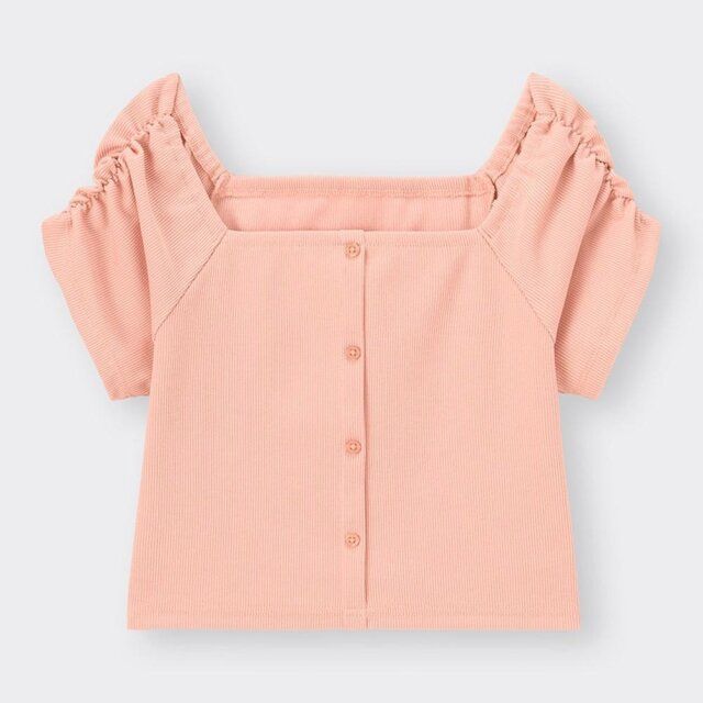 GU フロントボタンオフショルダーT