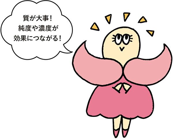 NMN イラスト 「質が大事！ 純度や濃度が効果につながる！」