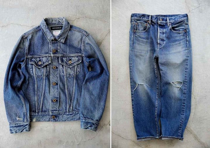 画像: 【マディソンブルー】10周年を記念し、【レッドカード トーキョー】とコラボしたデニムアイテムをリリース。左「AGGY Jean Jacket」￥102,300、右「AGGY Denim Pants」￥92,400 ※2024年7月3日（⽔）限定発売開始 出典：マディソンブルー
