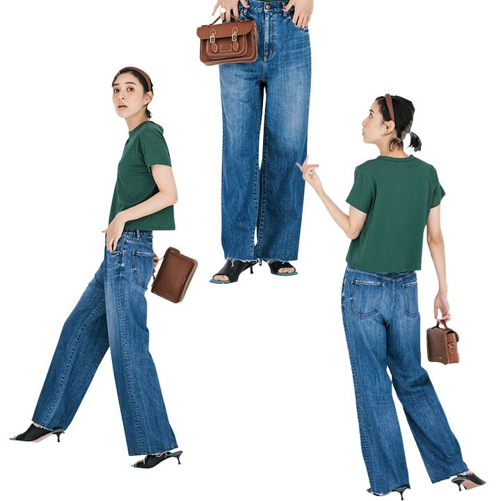 デニムコーデ,Tシャツコーデ,岡本あずさ